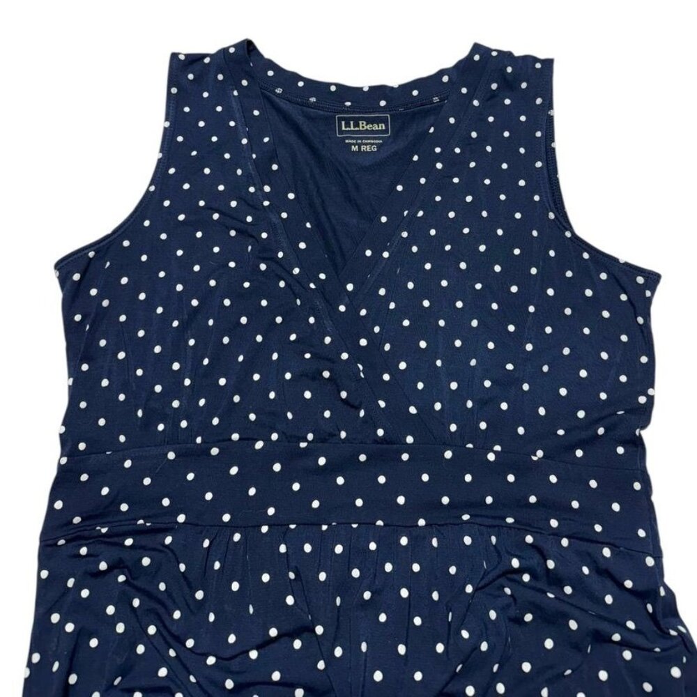 L.L. Bean Polka Dot Midi Dress Blue Size Medium